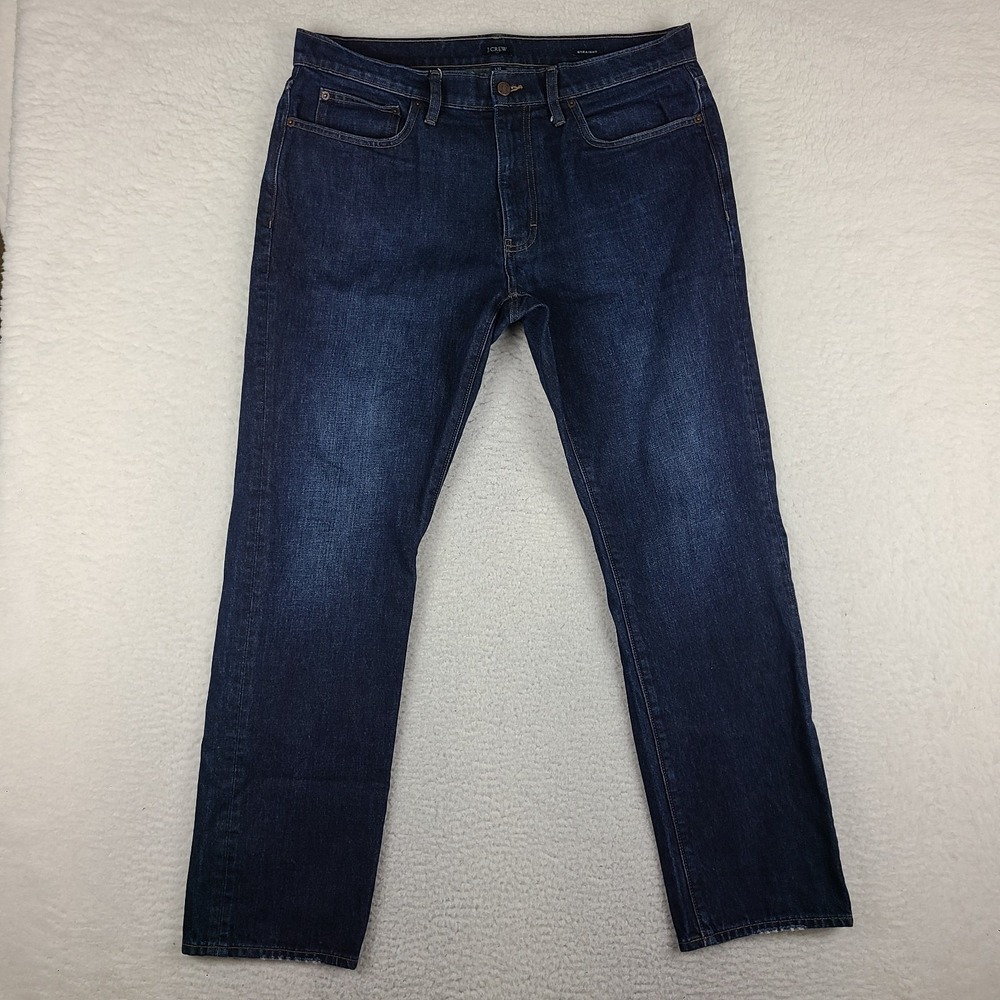 J CREW Jeans Mens 36x32 Blue Straight Leg 100% Cotton Dark Wash Denim